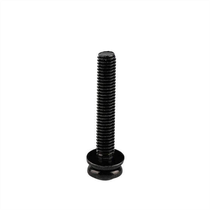 Black cross recessed machine sems screw